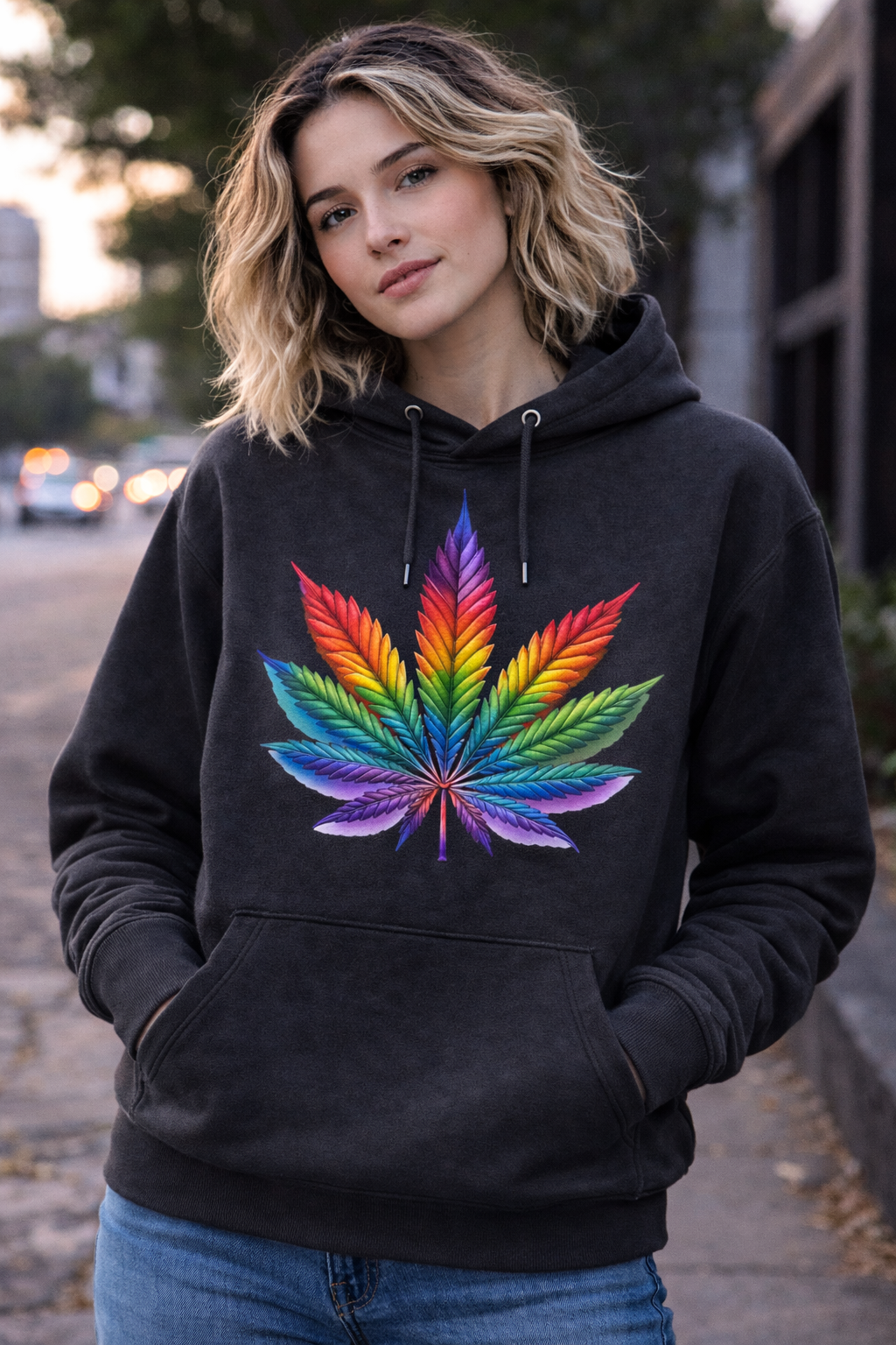 Rainbow Leaf Statement Hoodie
