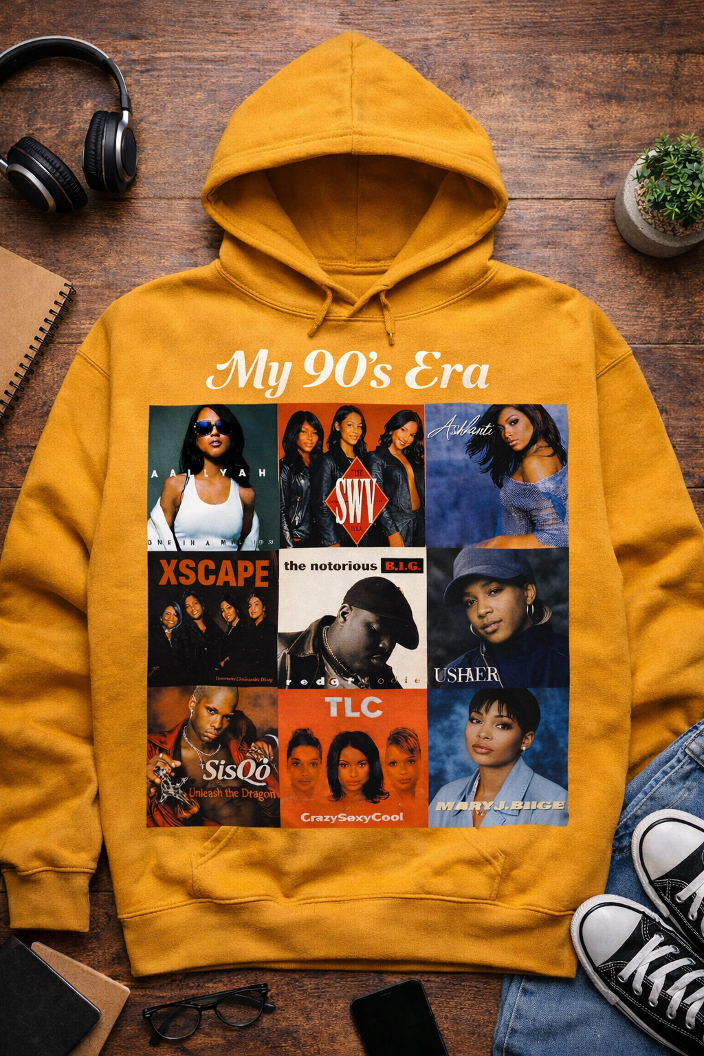 My 90’s Era — Merlot R&amp;B Collage Hoodie