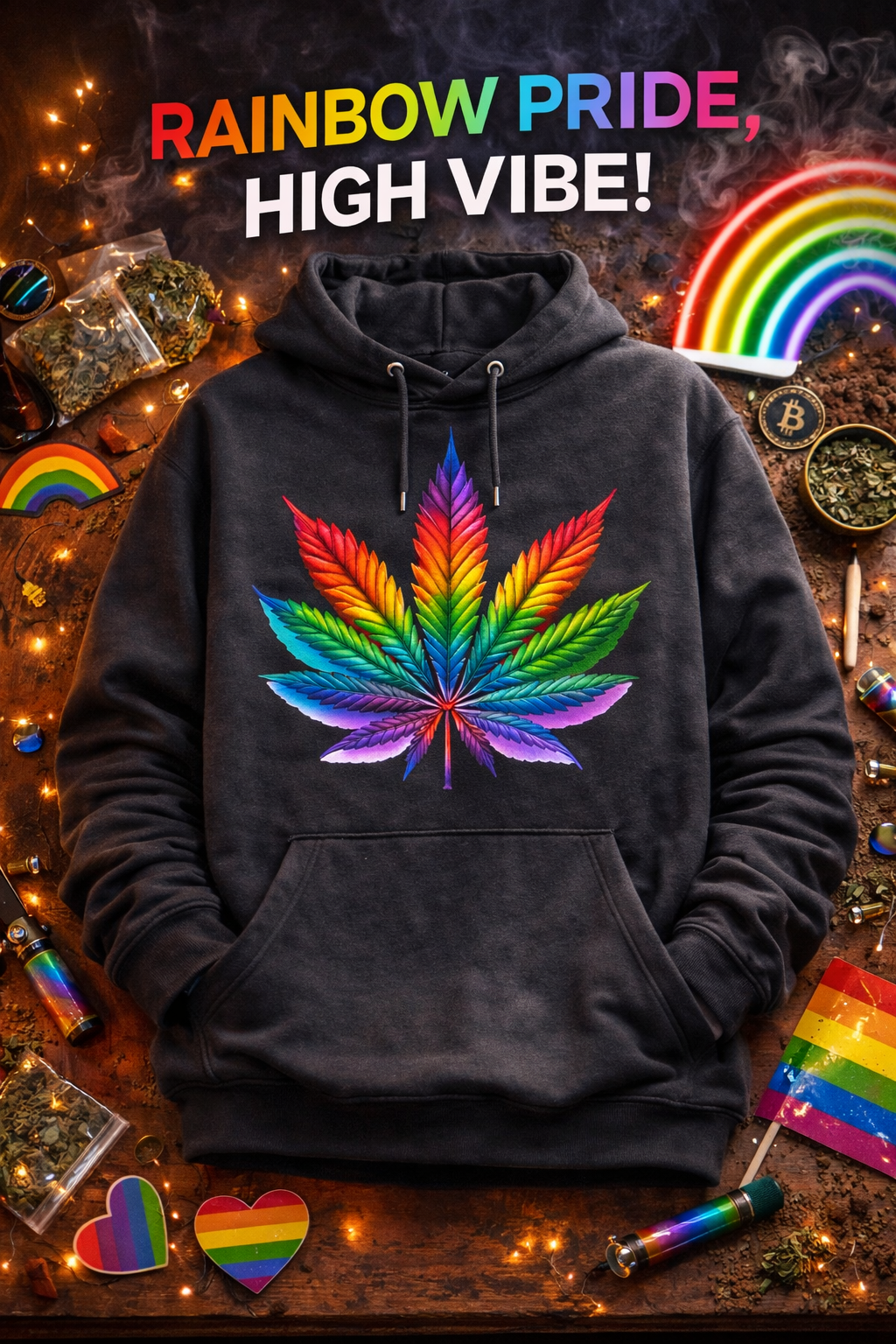 Rainbow Leaf Statement Hoodie