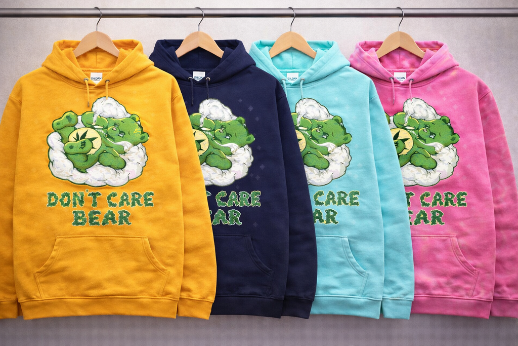 In The Cloud Don’t Care Bear Hoodie – Bright Color Collection