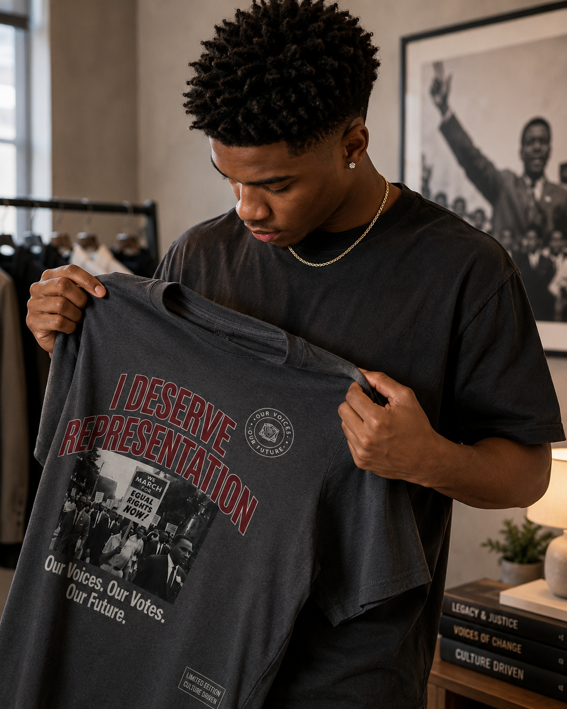 “I Deserve Representation” premium fitted tee