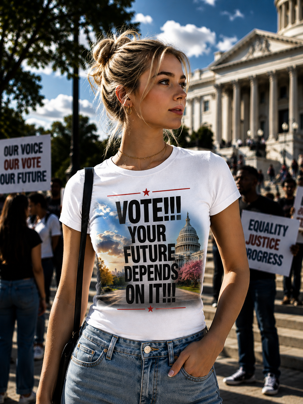 The “Vote!!! Your Future Depends On It!!!” tee
