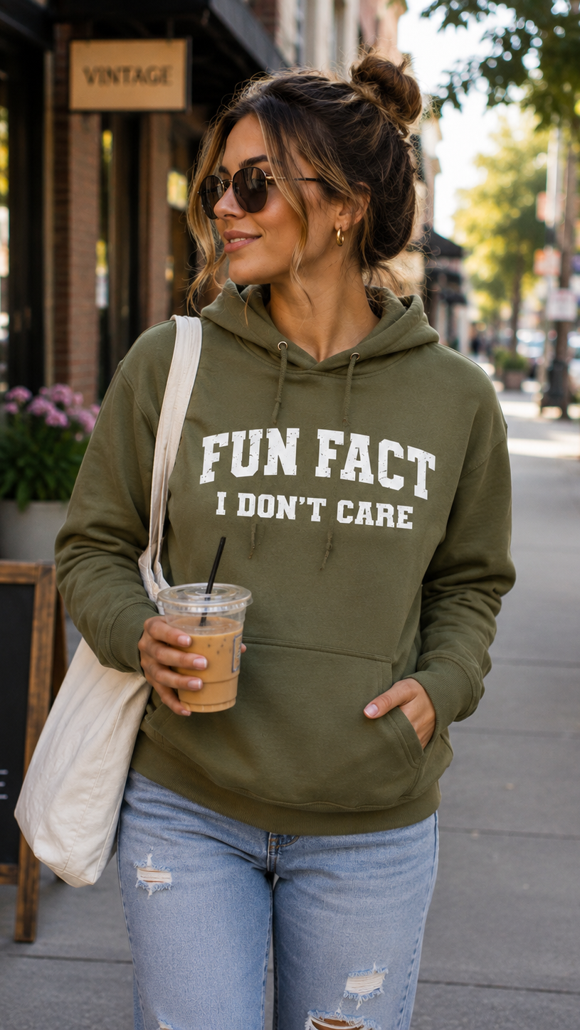 Fun Fact, I Don’t Care Hoodie – Navy