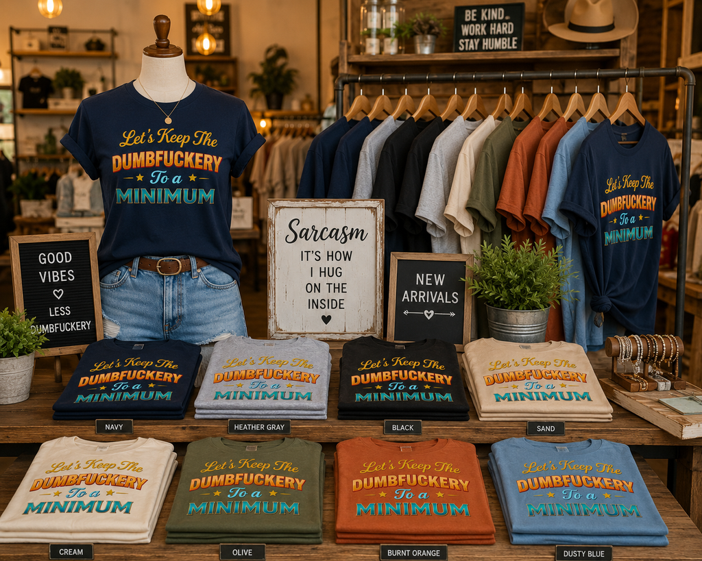 “LET’S KEEP THE DUMBFUCKERY TO A MINIMUM” graphic tee