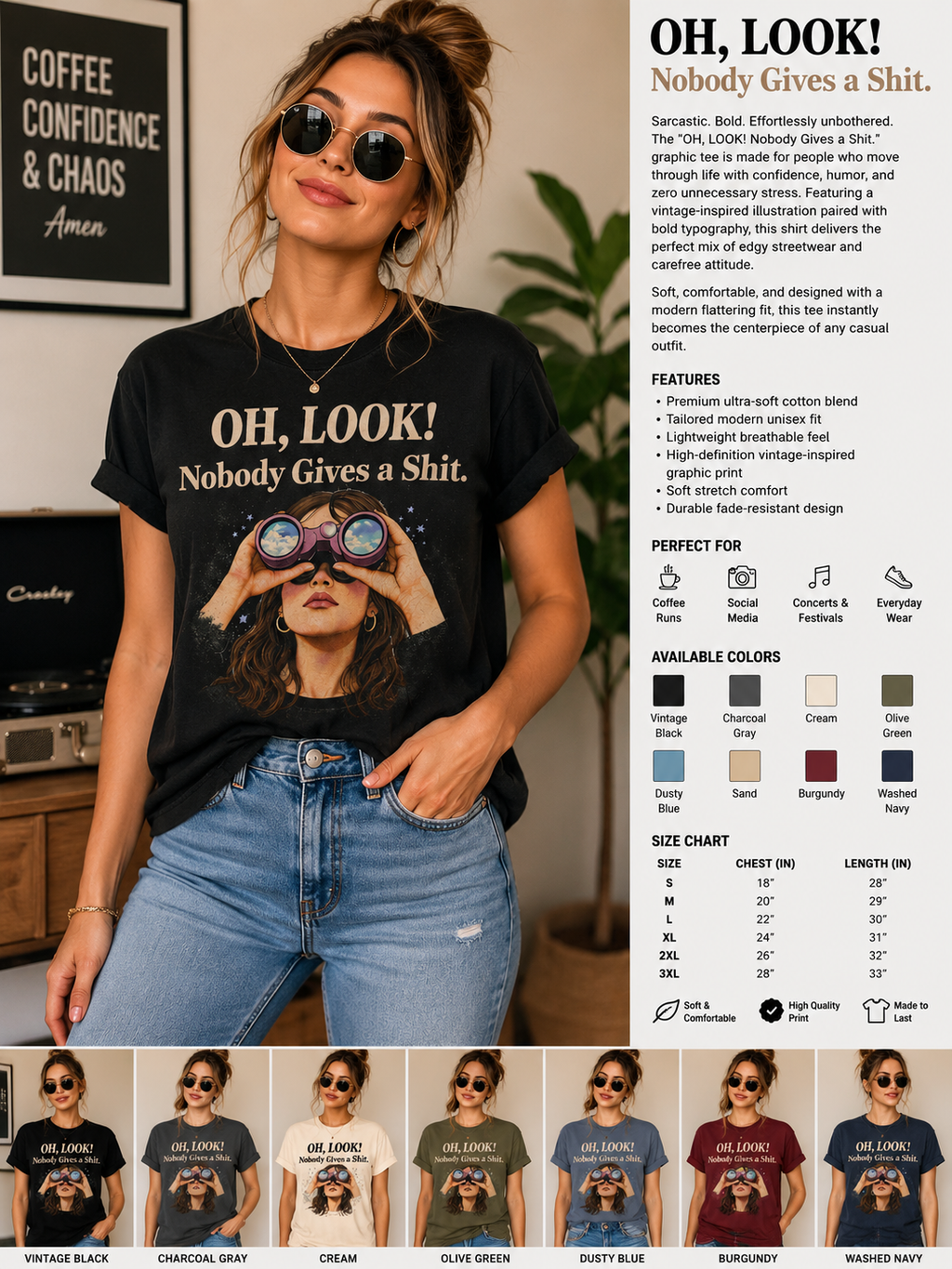 “OH, LOOK! Nobody Gives a Shit.” graphic tee