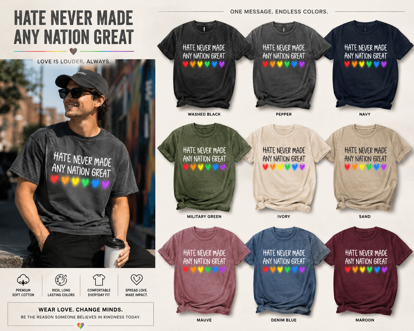 “Hate Never Made Any Nation Great” tee