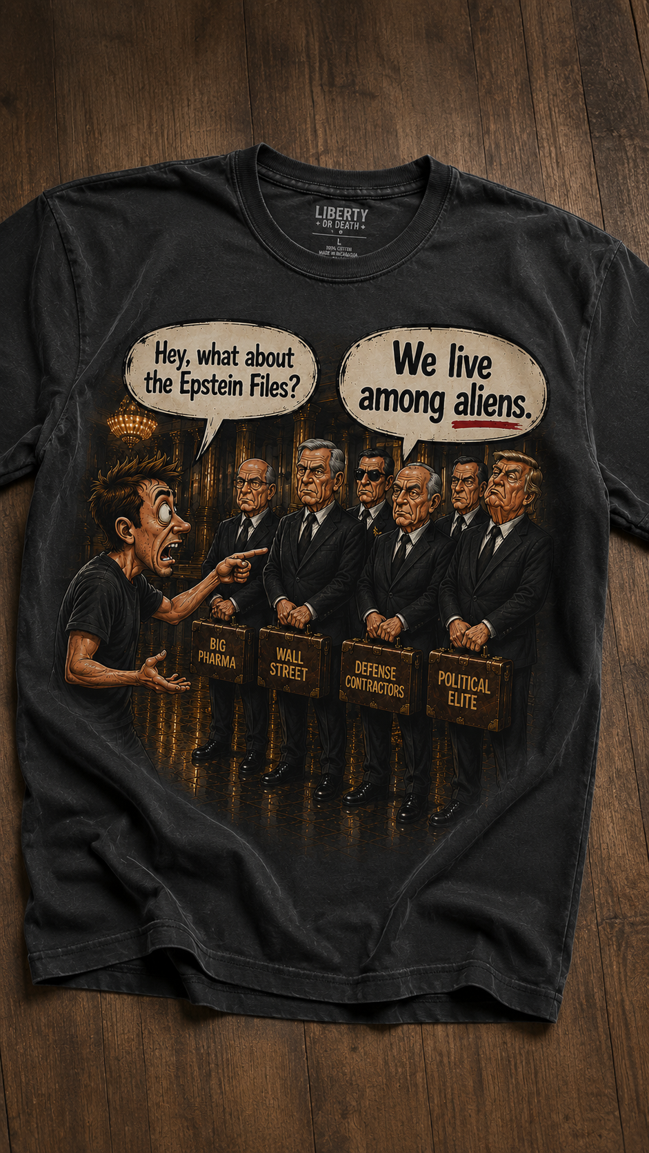 Hey, What About the Epstein Files?” t-shirt