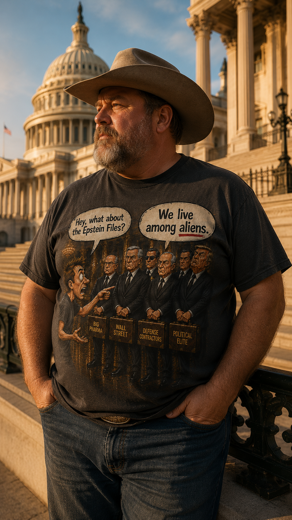 Hey, What About the Epstein Files?” t-shirt