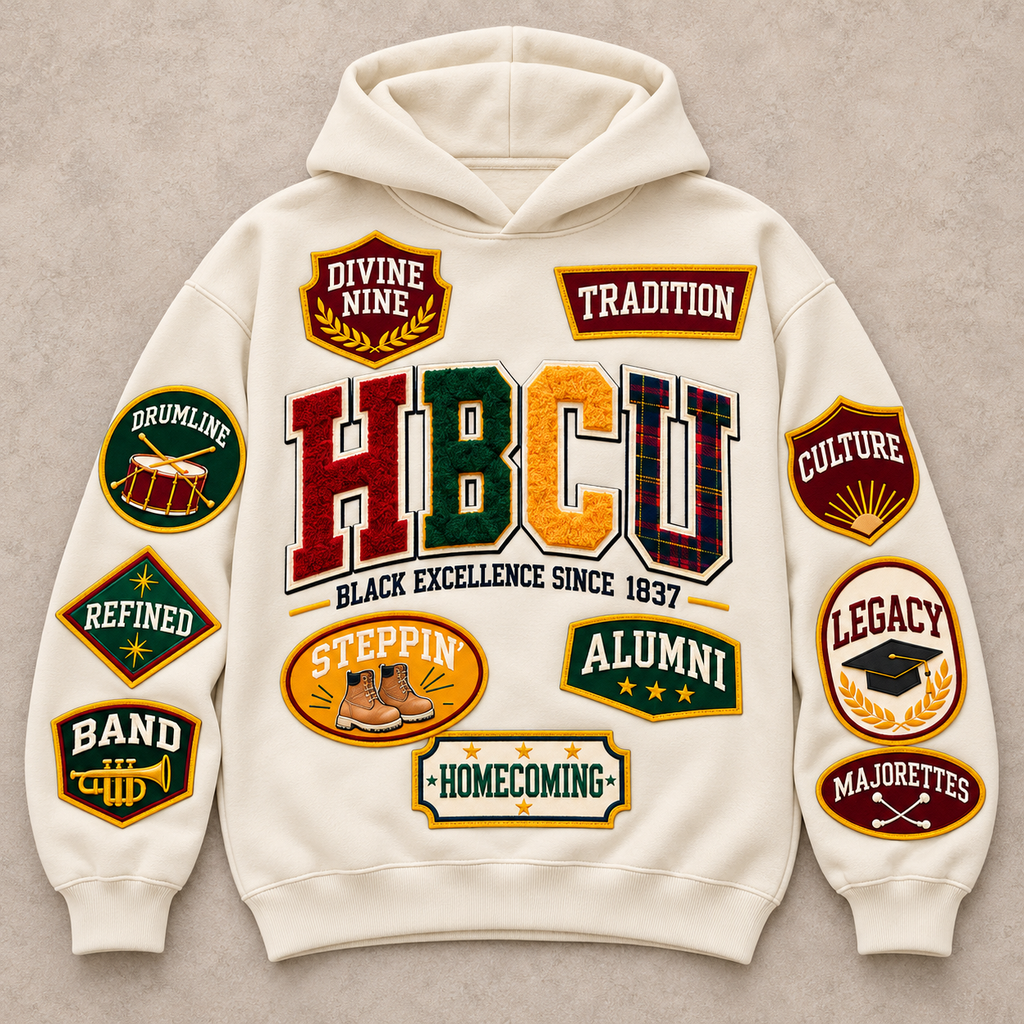 THE LEGACY EDIT HBCU PATCHWORK HOODIE