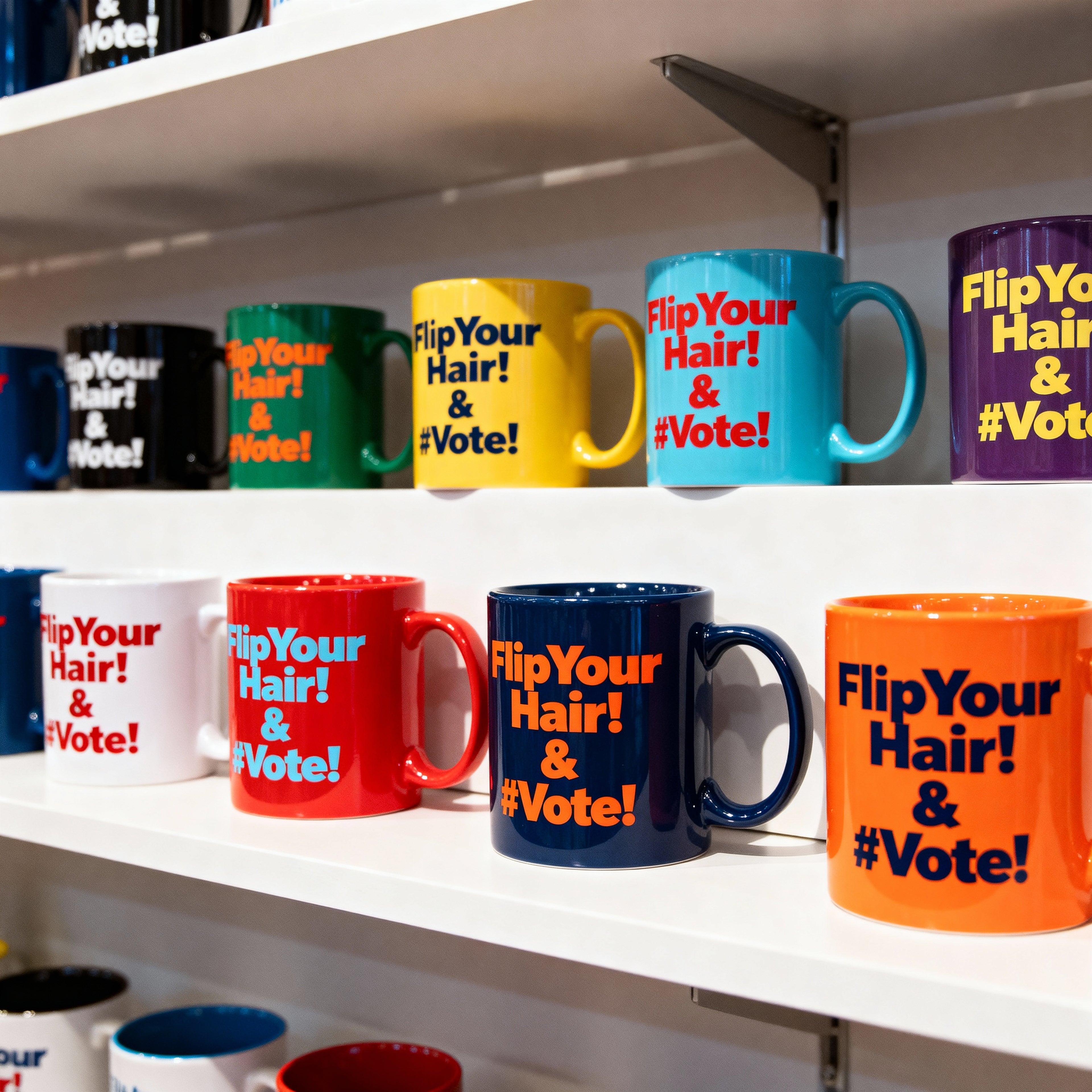 Flip Your Hair! & #Vote! Ceramic Mug — Bold Message, Everyday Style